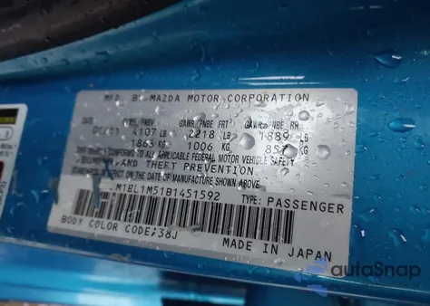 2011 Mazda Mazda3 S Grand Touring из США, поврежденный, VIN JM1BL1M51B1451592